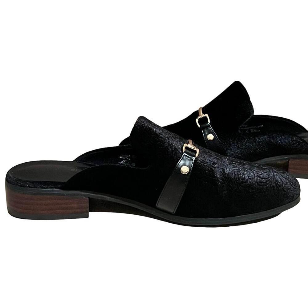 BELLA Vita Black Babs II Mules Metal Buckle Strap size 8 W